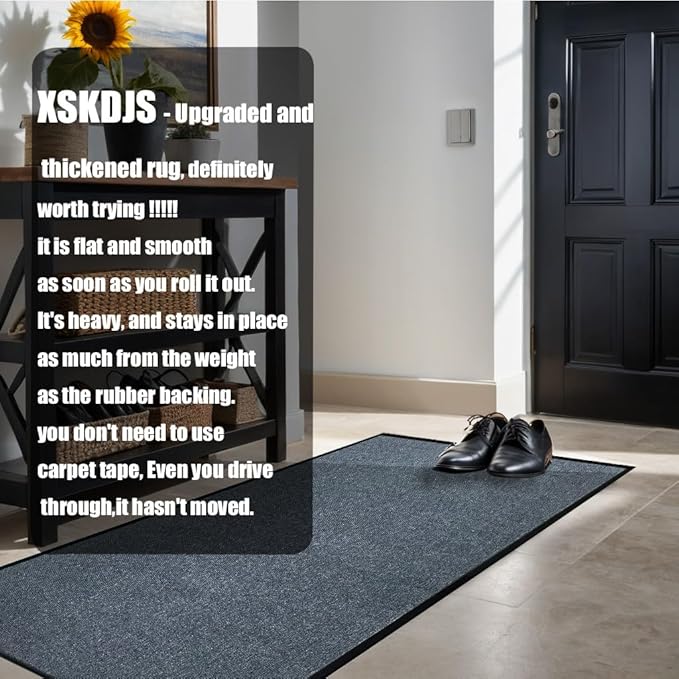 Heavy Duty Doormat, 3'x10' Indoor Outdoor Entry Rug, Commercial Entrance Mat with Rubber Border, Durable Welcome Mat, Rubber Backing Non Slip Doormat for Entryway, Large Garage Floor Mat