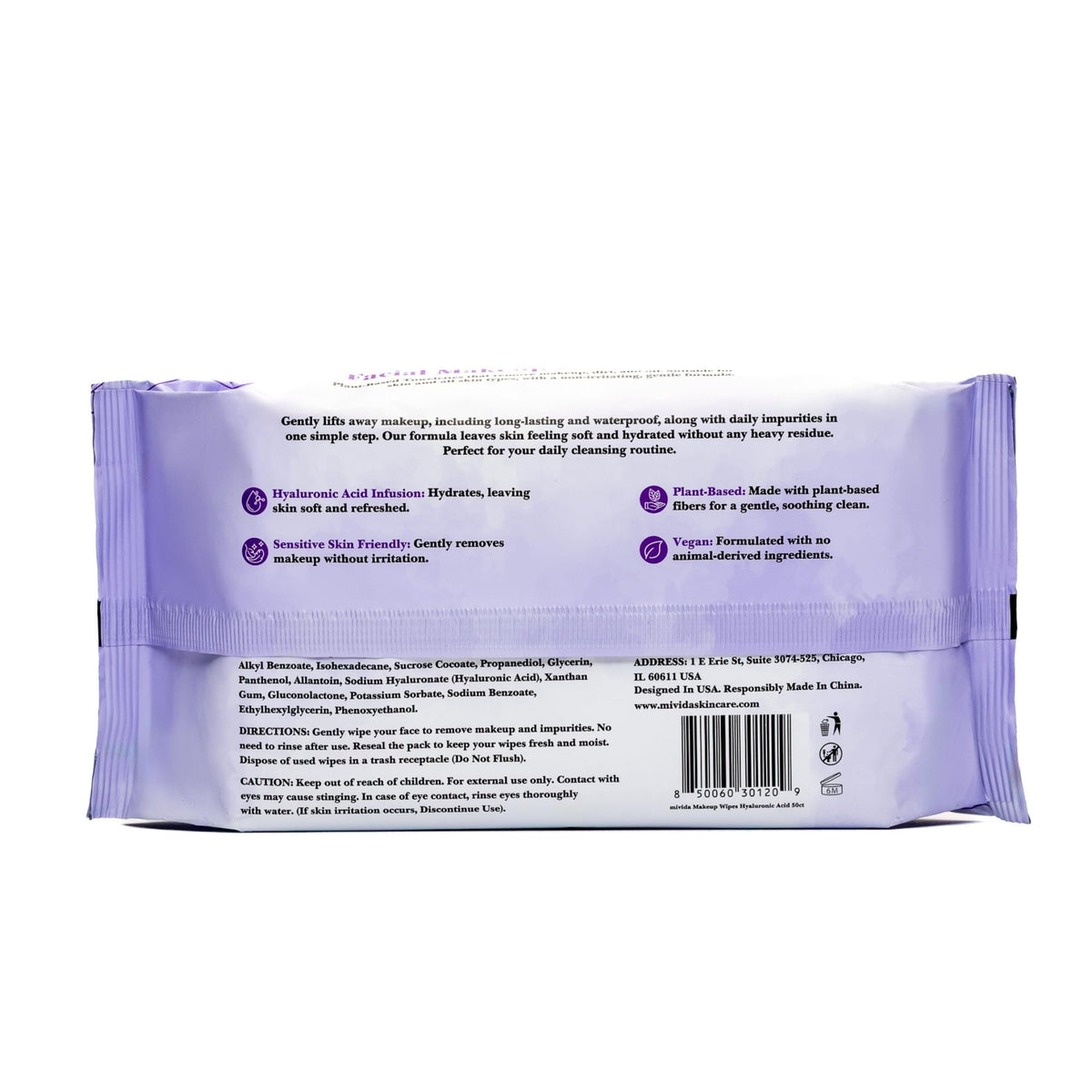 mivida Hypoallergenic Makeup Remover Wipes Bulk with Hyaluronic Acid, Dermatologist Tested, Alcohol & Fragrance Free Make Up Wipes for Sensitive Skin, Make Up Remover (4 Packs x 50 Wipes) 200ct