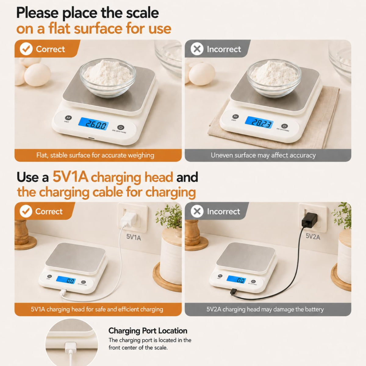 Meilen Digital Food Scale for Kitchen Grams and Ounces 11lb/0.1oz, 5kg/0.1g