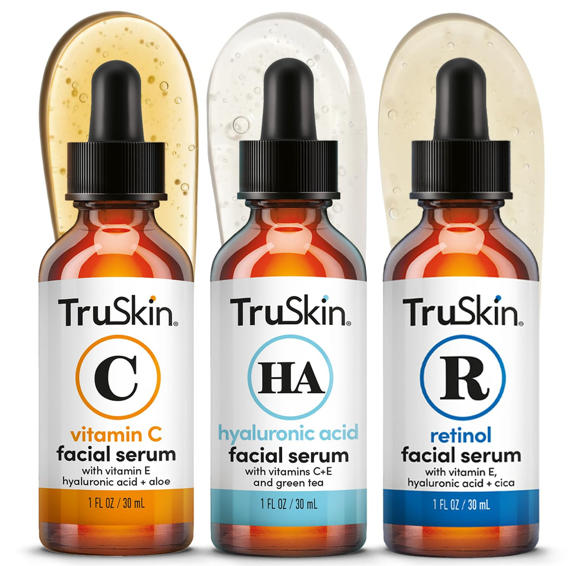 TruSkin Serum Trio with Vitamin C, Retinol & Hyaluronic Acid, 1 fl oz Each