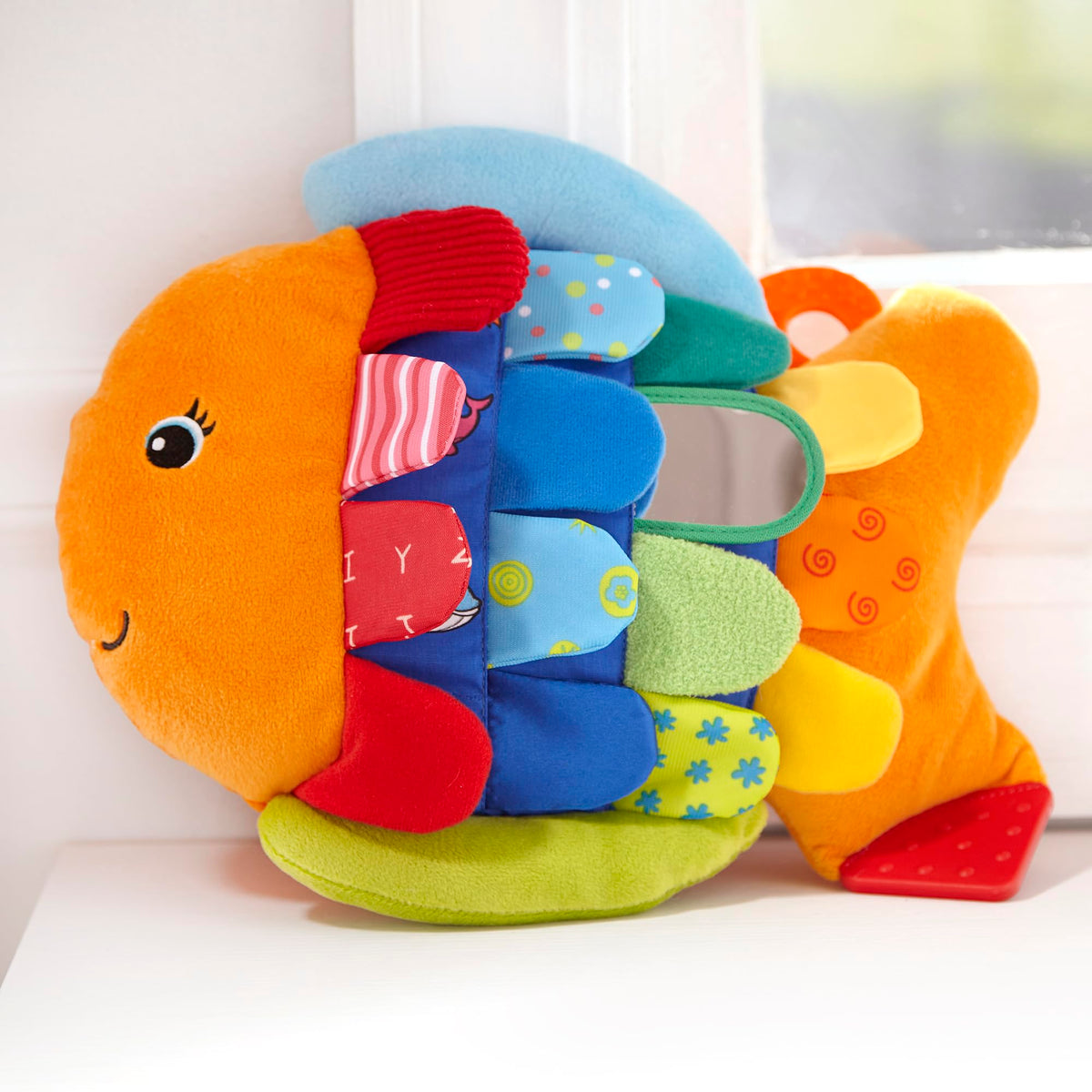 Melissa & Doug K’s Kids, Flip Fish Stuffed Animal, Soft Baby Book, Multi-Textured Squeaking & Crinkling Infant Sensory Toys for Babies with Baby Mirror, Tummy Time Toys for Infants Ages 0–9 Months