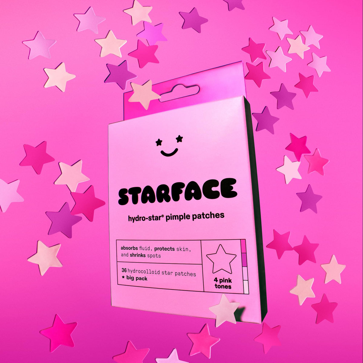 Starface HydroStar Pink Hydrocolloid Star-Shaped Pimple Patch Refill, 36 ct
