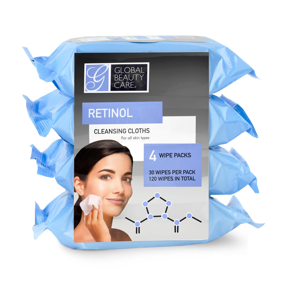Global Beauty Care Retinol Waterproof Makeup Remover Facial Cleansing Wipes