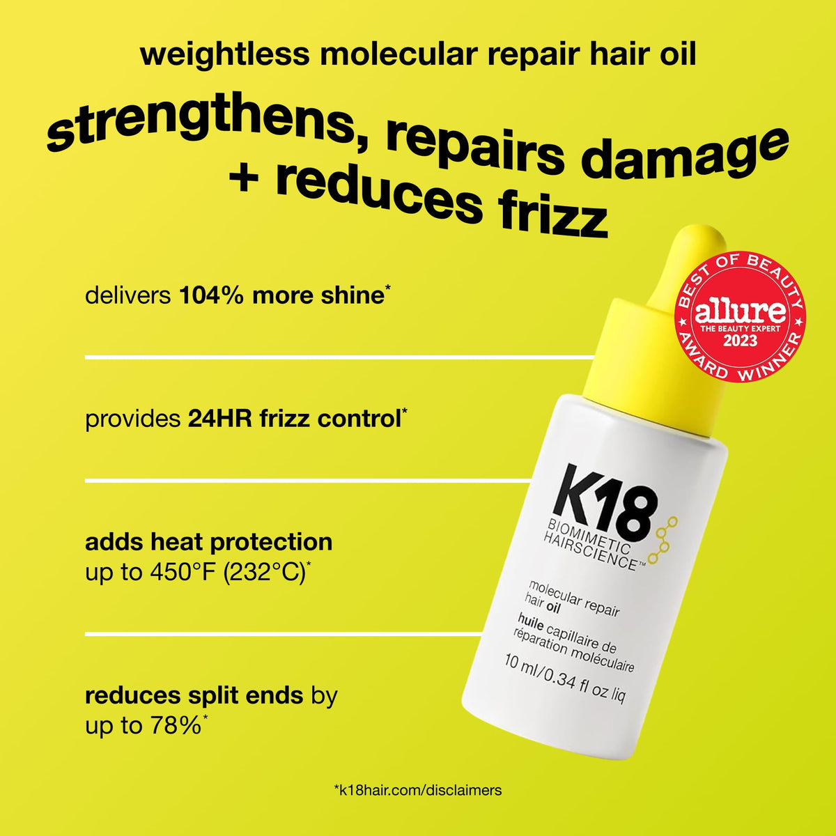 K18 Molecular Repair Hair Oil, 0.34 Fl Oz