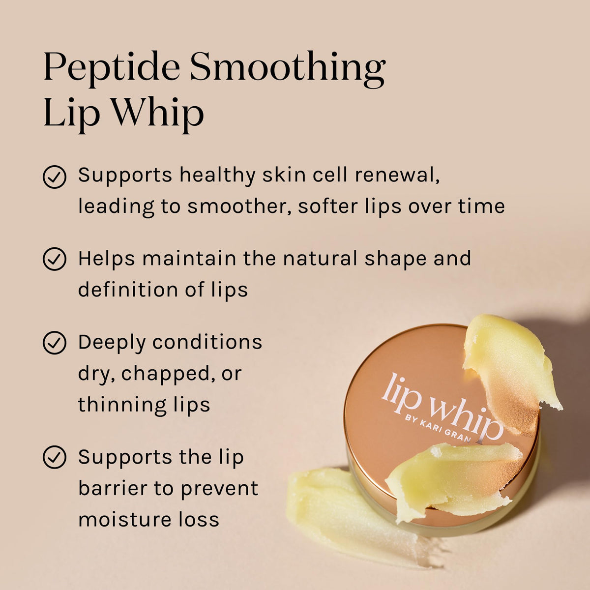 Kari Gran Peptide Smoothing Lip Whip | Lip Balm | Barely There Vanilla