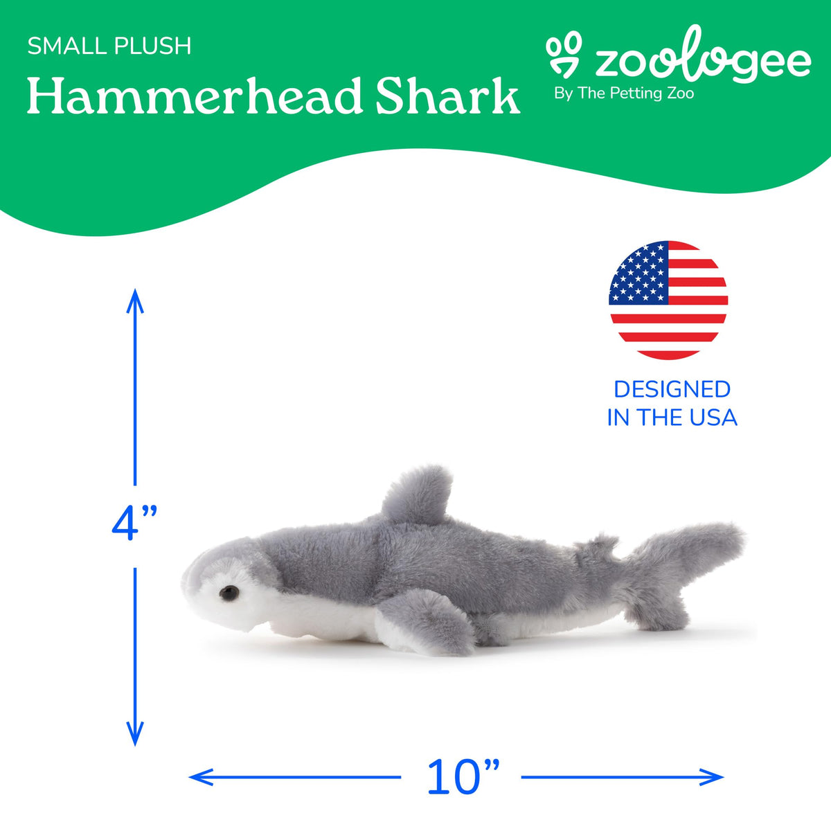 The Petting Zoo Hammerhead Shark Stuffed Animal, Scoopz, Kids Gifts, 10 in