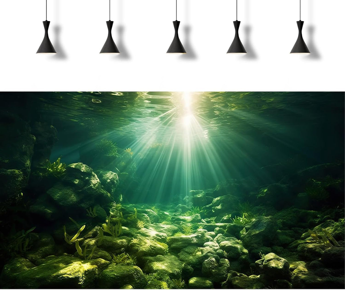 Underwater Sunray Aquarium Background Deep Ocean Rock Cave Fish Tank Background Under The Sea Coral Reef Aquarium Backgrounds Ocean Floor Tropical Fish Terrarium Backgrounds 72x18in