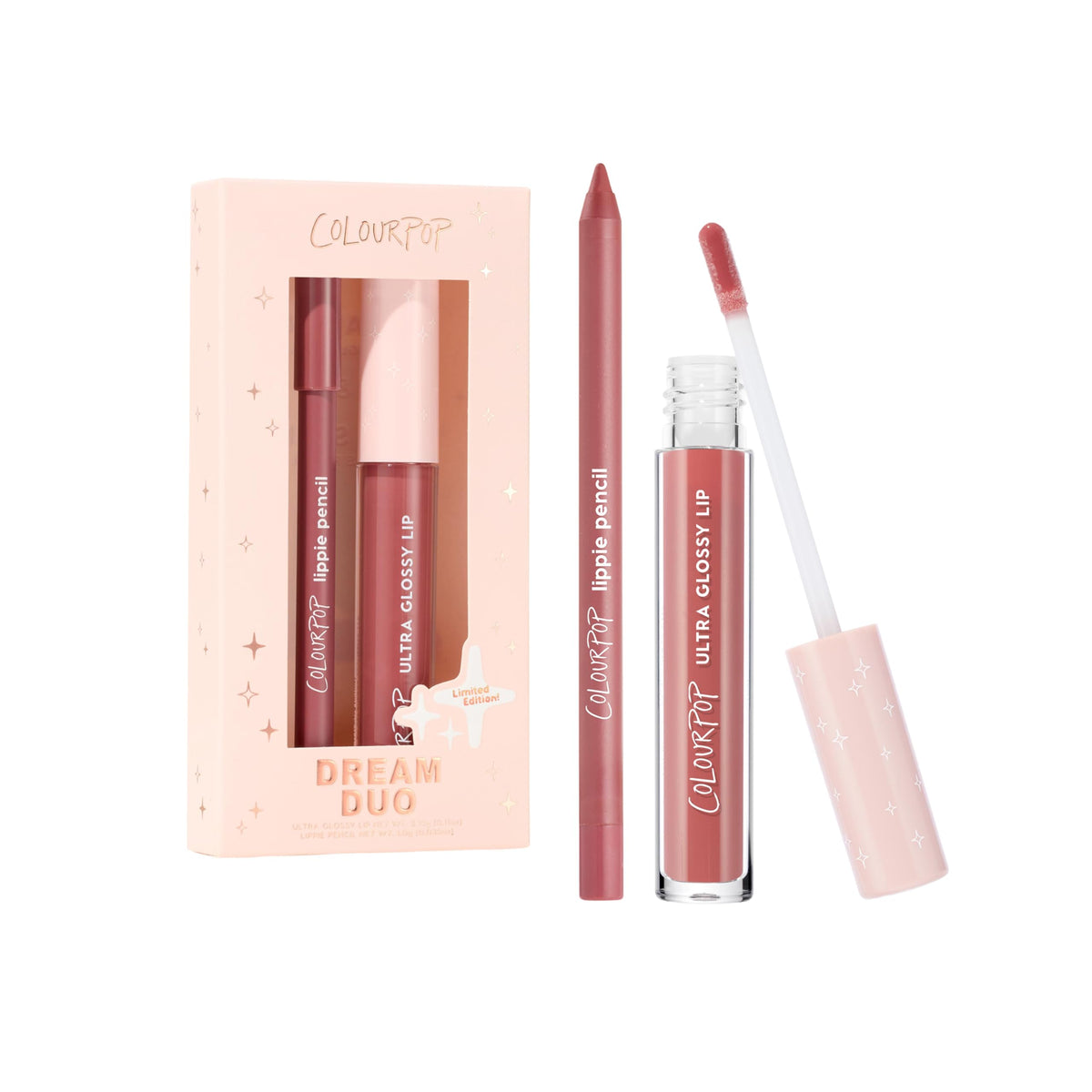 ColourPop Dream Duo Lip Kit - High-Pigment, Long-Lasting & Sharpenable Lip Liner and Lip Gloss with High-Impact Color - Includes Shades Five Stars & Pasadena (2 Count)