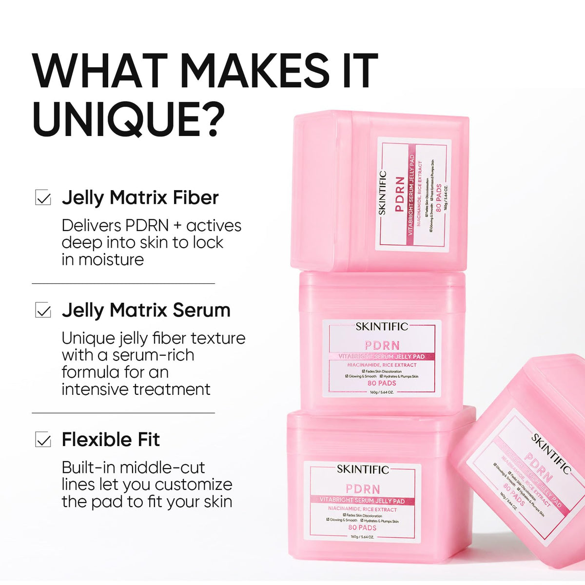 SKINTIFIC Pink PDRN Brightening Toner Pads for Dull, Uneven-Looking Skin