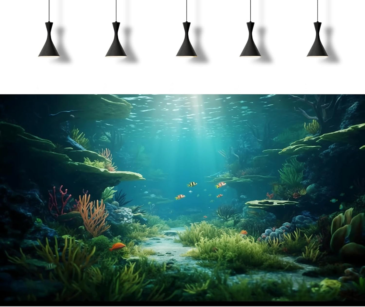 Ocean Floor Fish Tank Background Under The Sea Coral Reef Aquarium Background Underwater Aquatic Plants Corals Rock Cave Terrarium Backgrounds Tropical Fish Ocean Aquarium Backgrounds Decors 48x20in