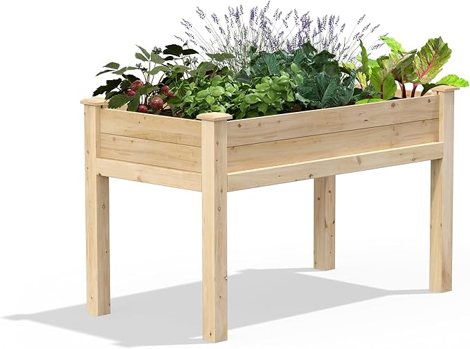 Greenes Fence Original Cedar Elevated Garden Bed, 24" W x 48" L x 31" H - Made in USA with North American Cedar
