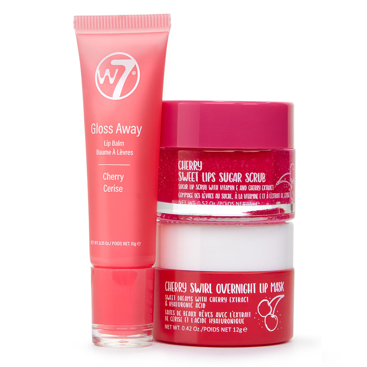 W7 Sweet Dreams Lip Care Trio - Overnight Mask, Balm and Scrub - Cherry