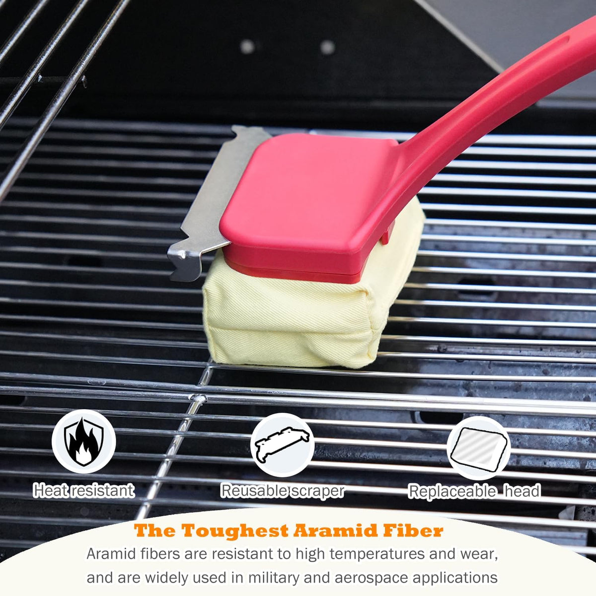 Grill Brush for Outdoor Grill, Bristle Free Steam Grill Brush with Scraper, BBQ Grilling Accessories BBQ Brush Non Metal Bristles, Grilling Accessories Fit Most Grills, Gifts for Men Dad Husband