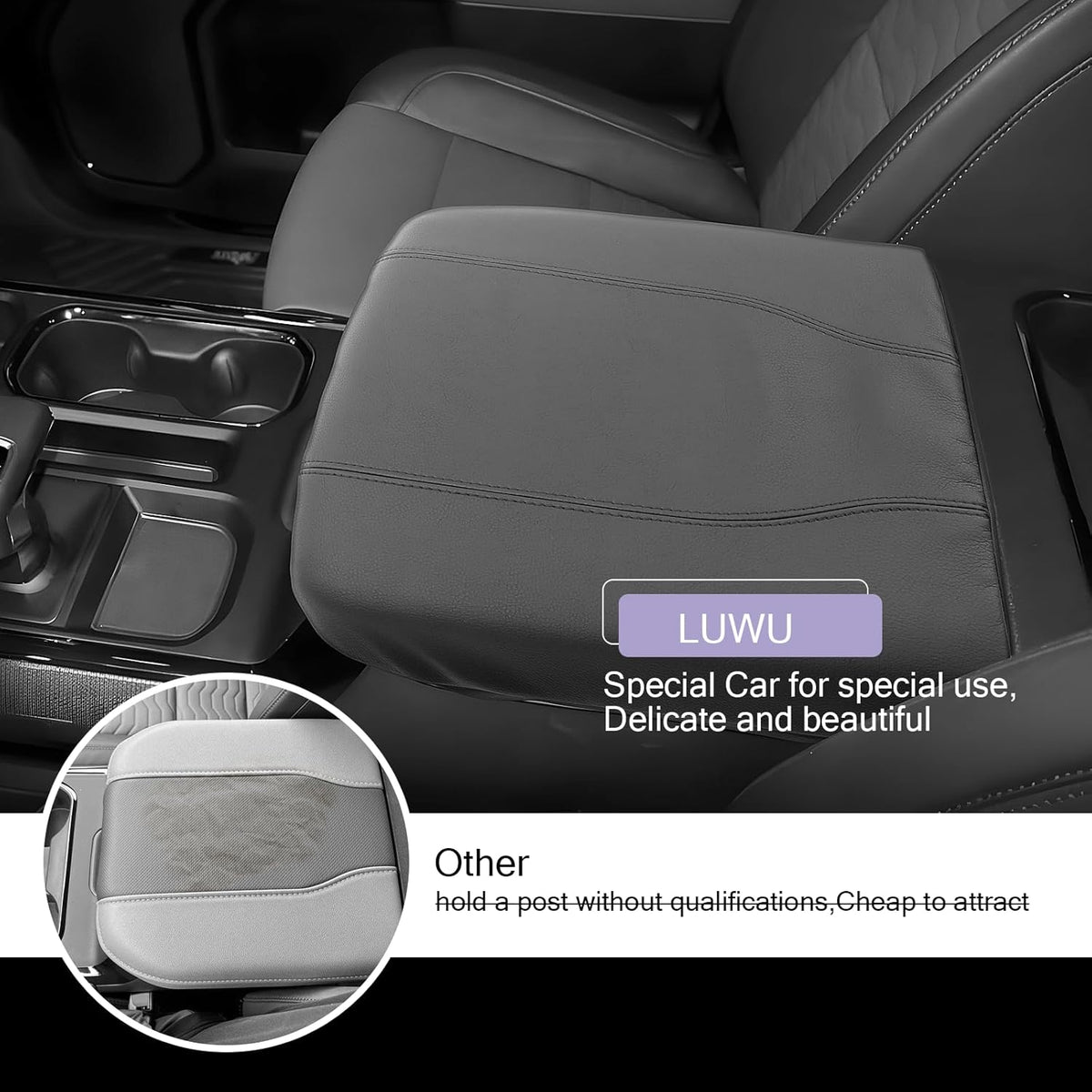 2025 2026 Silverado EV Center Console Cover Compatible with 2024 2025 2026 Silverado EV/GMC Sierra EV Accessories 2025 2026 Silverado EV/GMC Sierra EV Armrest Cover Armrest Console Cover (Thin Black)