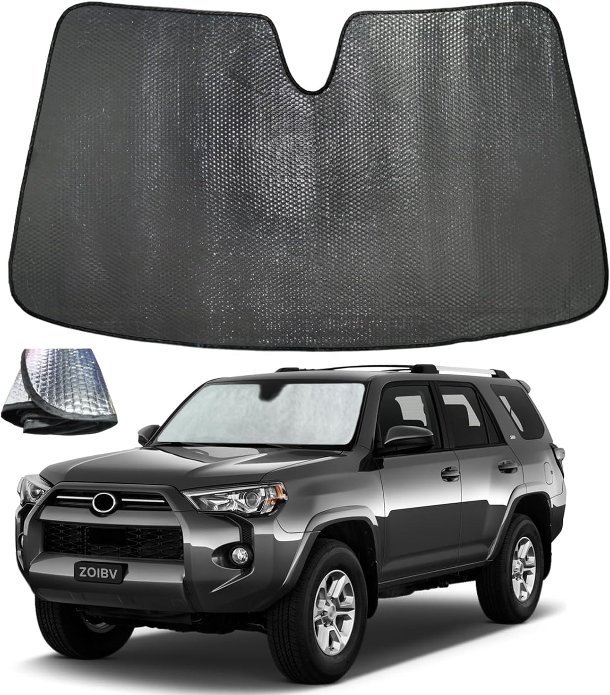 Windshield Sun Shade for Toyota 4Runner 2010-2019 4-Runner - 5-Layer Bubble Foldable Front Window Shade Sun Visor Accessories - Blocks Heat & UV Rays