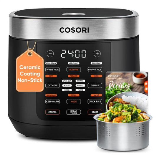 Cosori Rice Cooker 10 Cup, Fuzzy Logic, Ceramic Coating Inner Pot,18-in-1