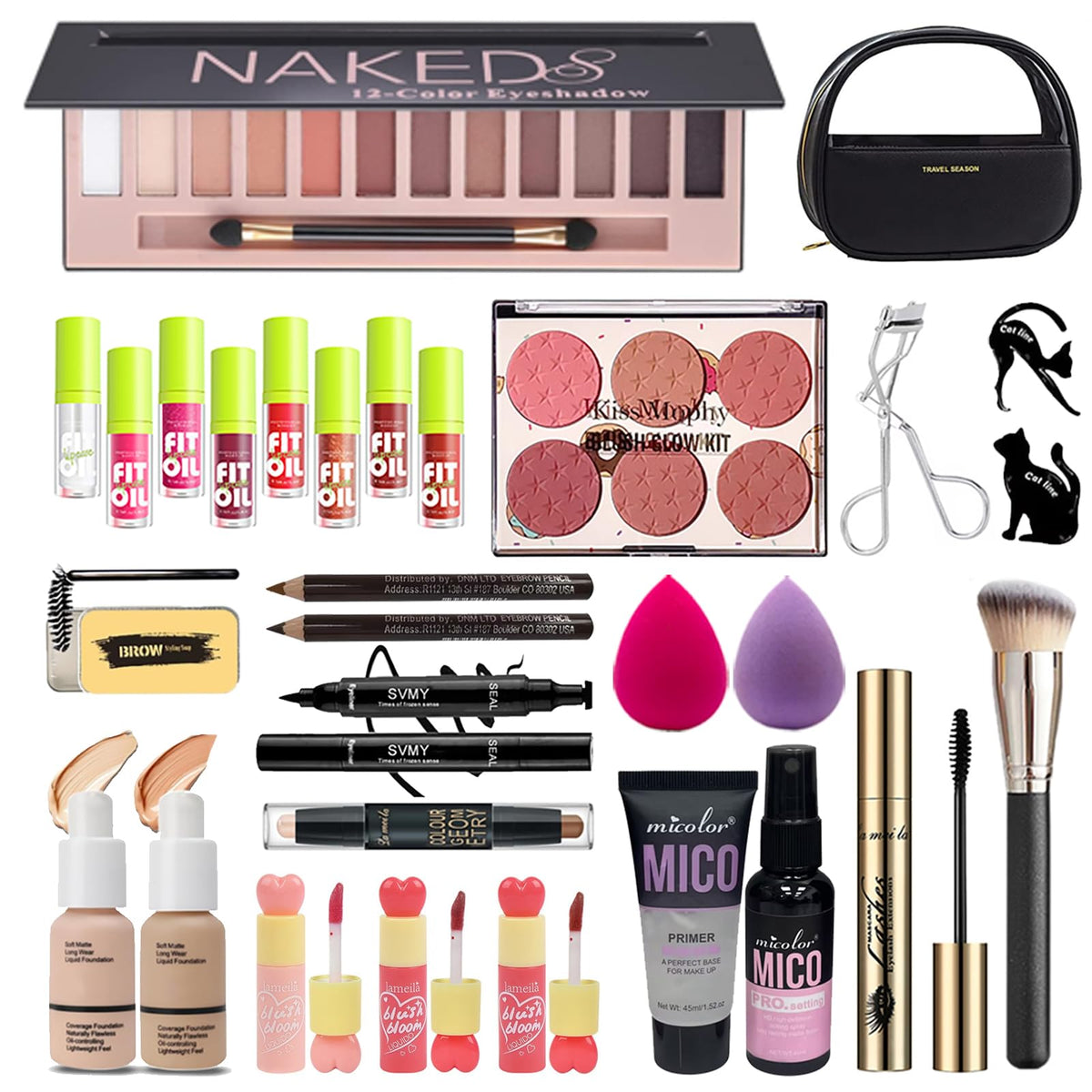 All in One Full Makeup Kit for Women, Makeup Set for Women&Beginner,Eyeshadow, Foundation, Lipsticks, Eyeliner, Mascara, Brow Soap Make Up Gift Set for Women Teen Makeup Kit For Girl (A2-02N)