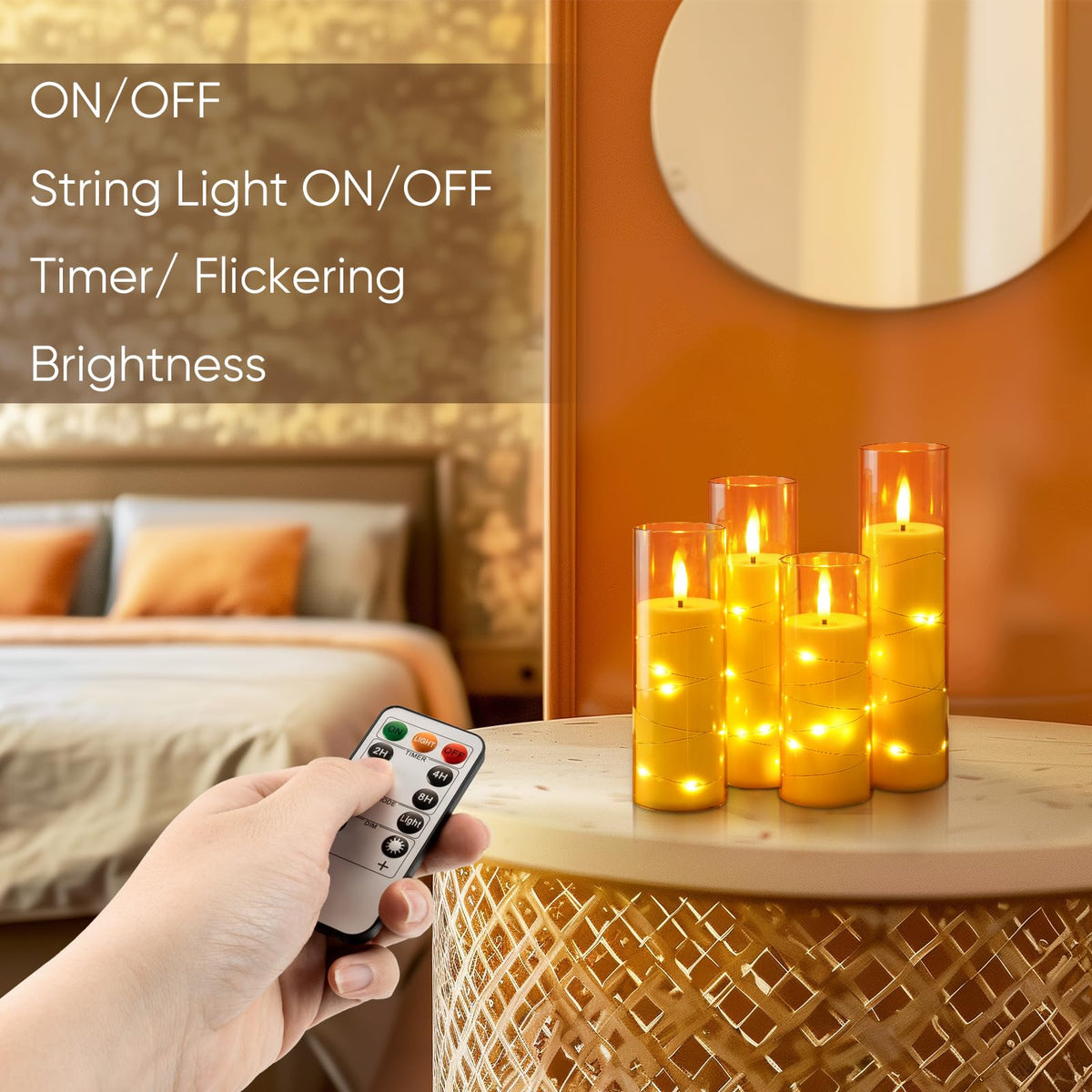 Homemory 12Pcs Flickering Flameless Candles with Remote, LED Pillar Candles