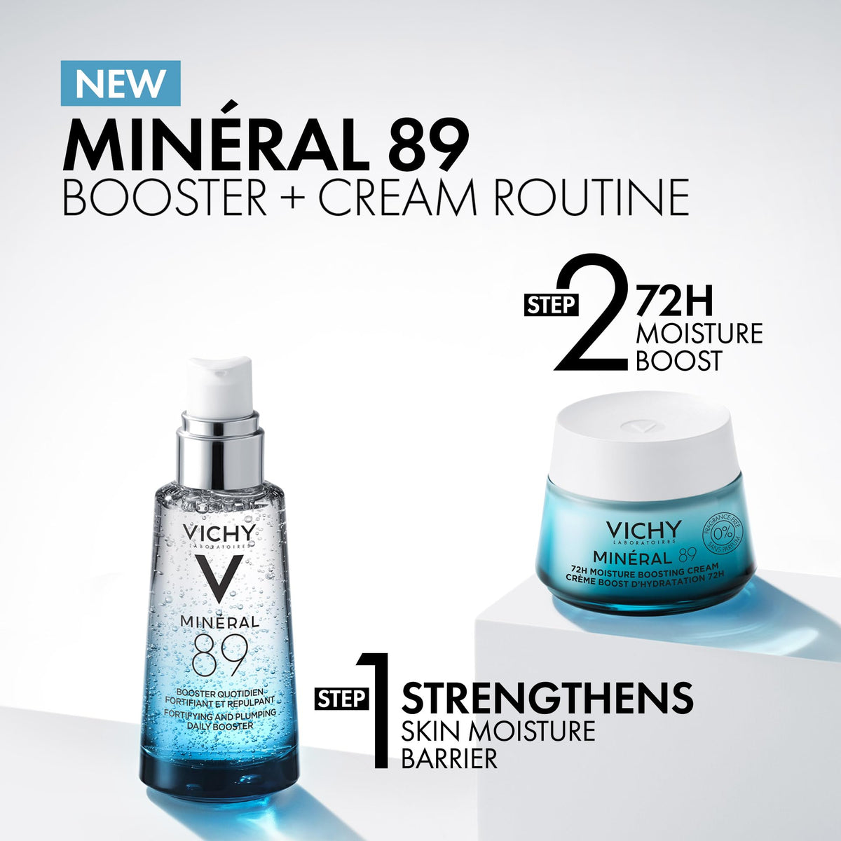 VICHY Mineral 89 Lightweight Face Cream, Hydrating Face Moisturizer, 1.35oz