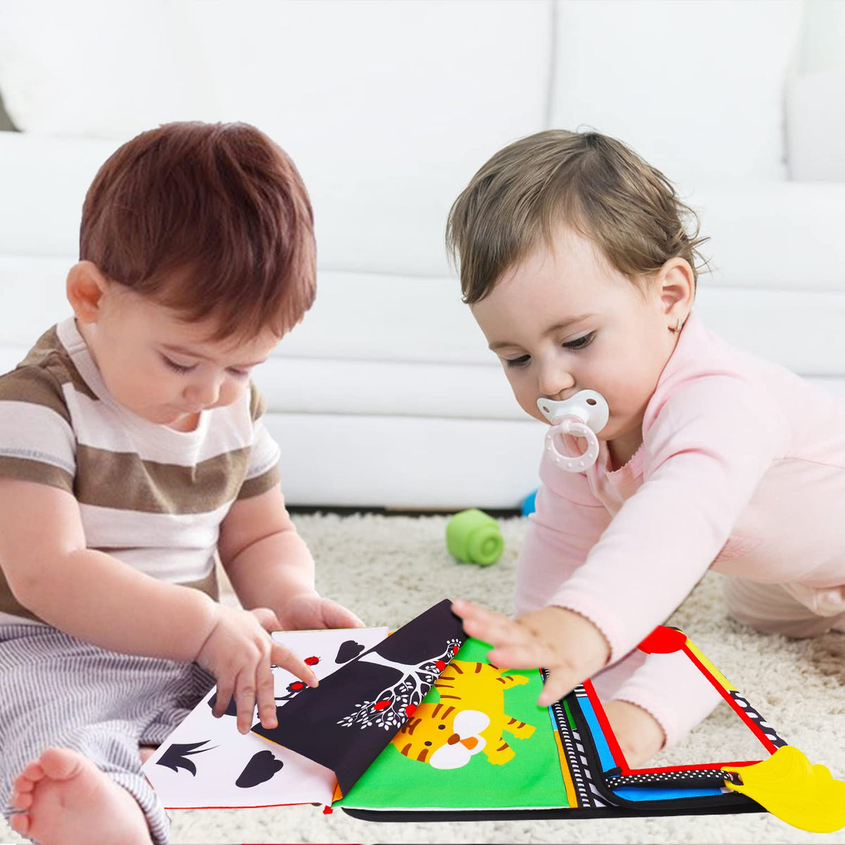 Thremhoo Tummy Time Mirror High Contrast Baby Toys for Newborn 0-6 Months