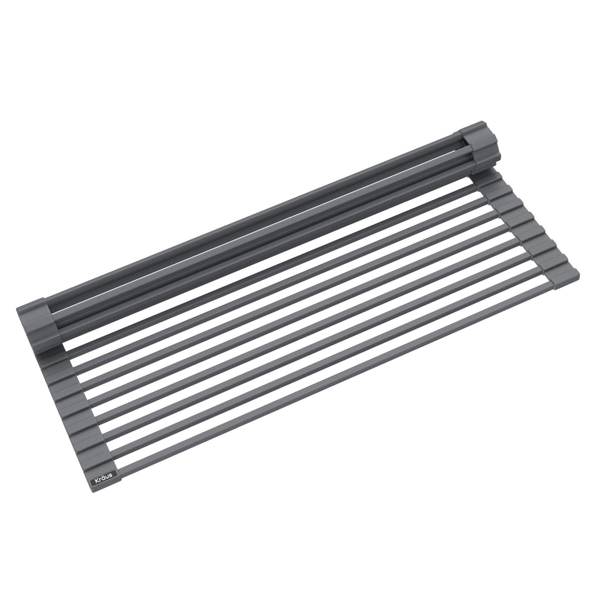 Kraus Multipurpose Workstation Sink Roll-Up Dish Drying Rack, Colander and Trivet in Dark Grey, KRM-11DG