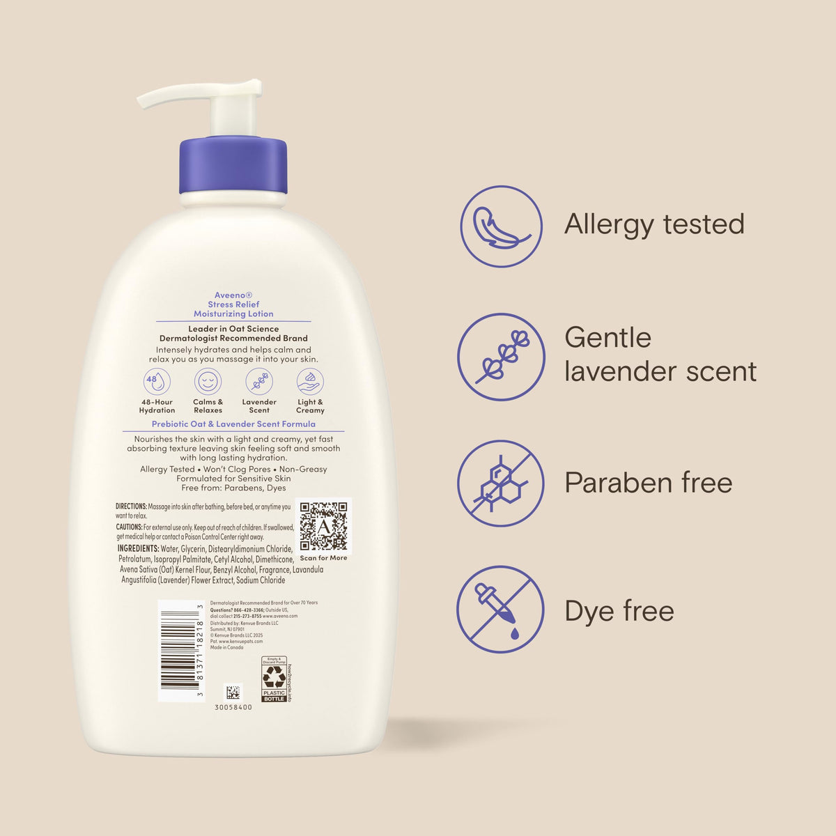 Aveeno Stress Relief Body Wash, Lavender Scent, 33 fl. oz
