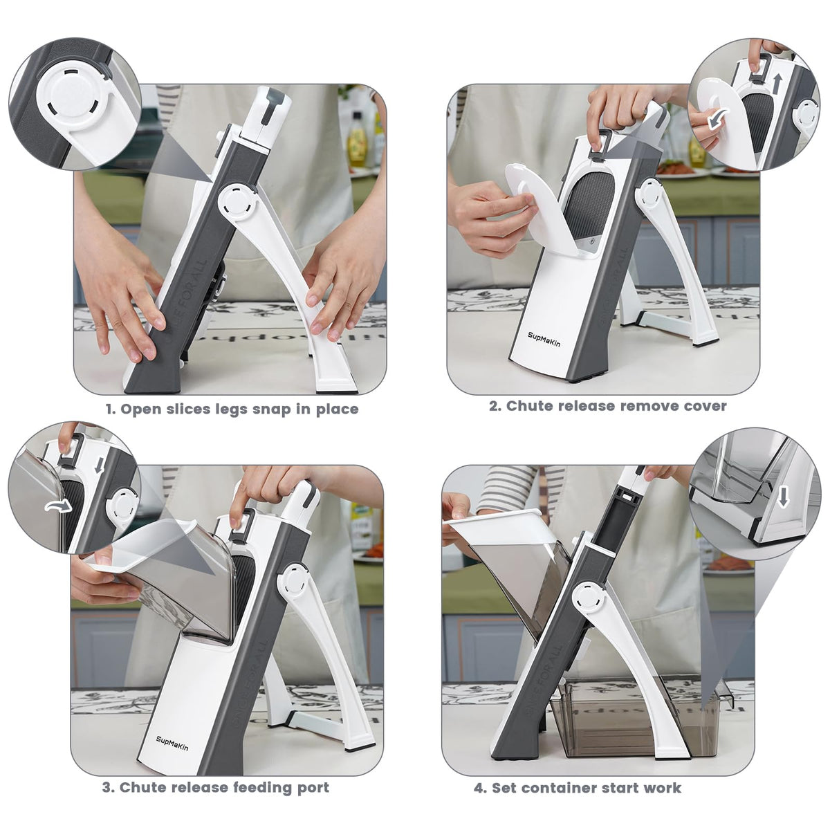 SupMaKin Safe Mandoline Slicer Plus for Kitchen Adjustable Vegetable Slicer