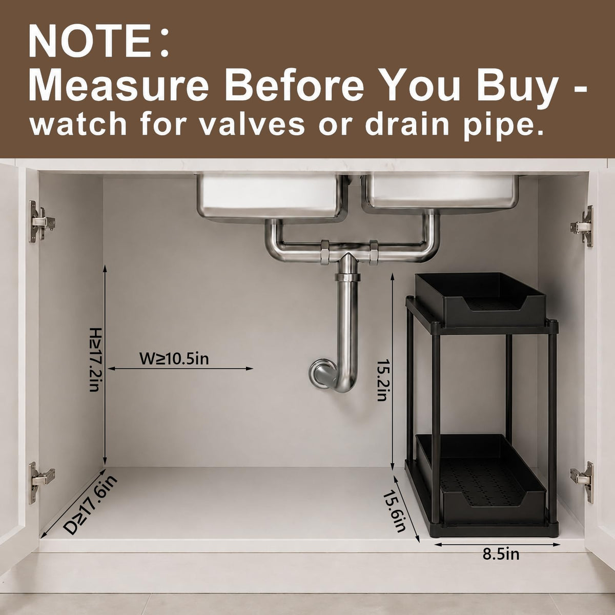 Under Sink Organizer for Bathroom & Kitchen, Large Capacity 2-Layer Sliding