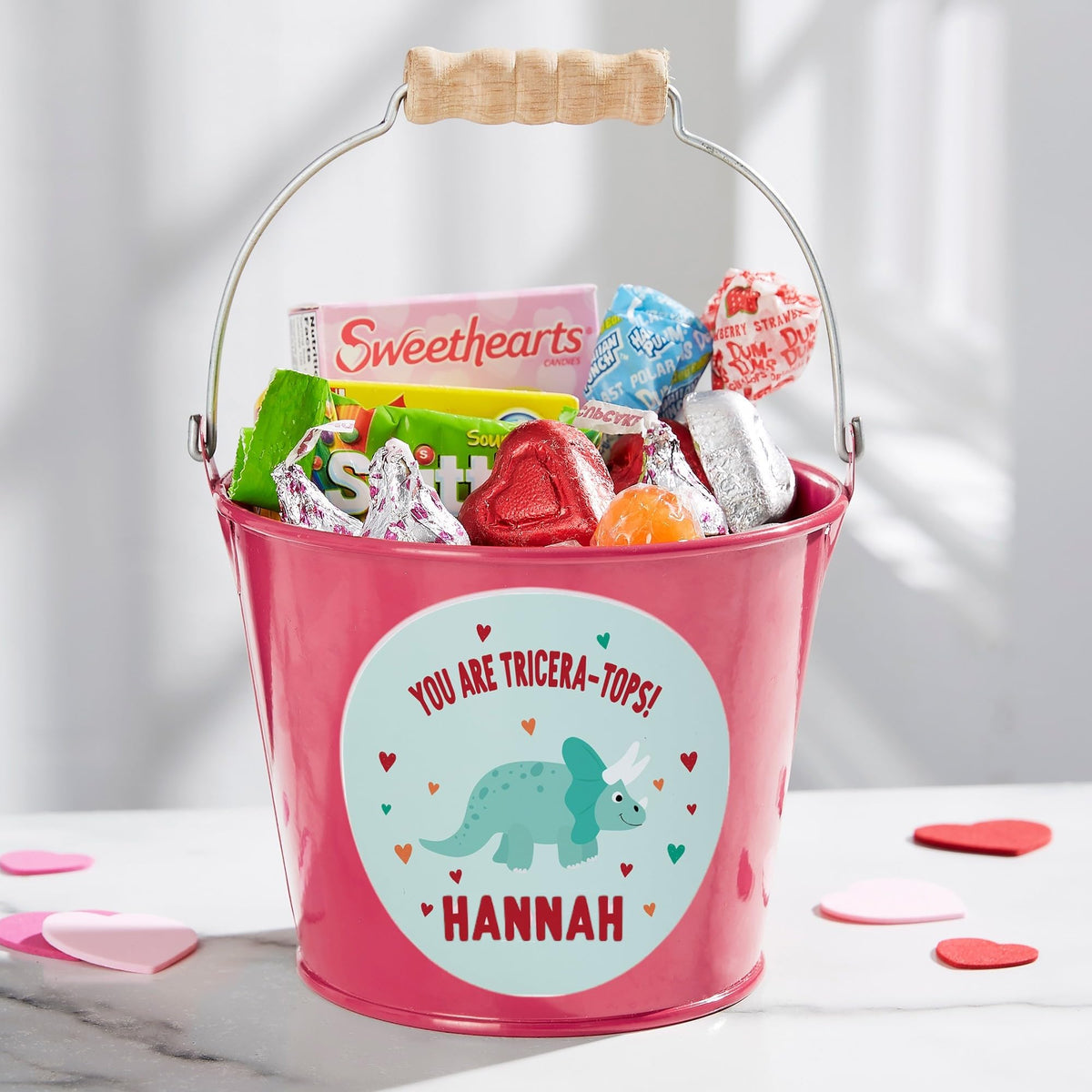 Personalization Universe Dino-Mite Personalized Mini Pink Treat Bucket