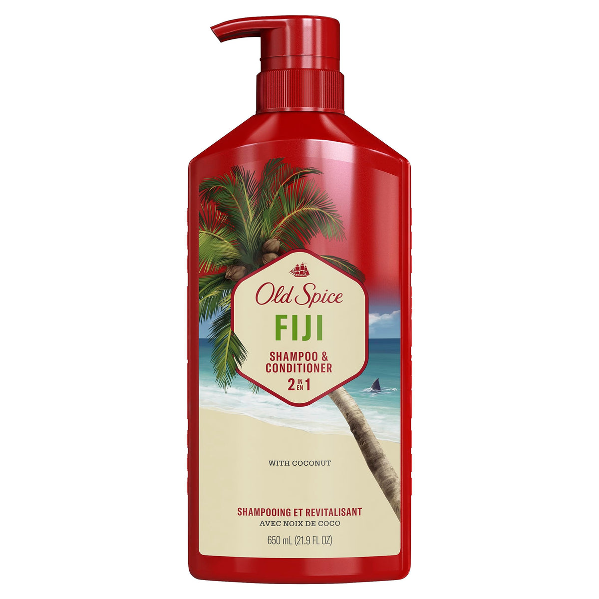 Old Spice Mens 2-in-1 Shampoo and Conditioner Set, Fiji, Coconut & Tropical Wood Scent, For All Hair Types, Healthier, Fuller, Moisturized Looking Hair, 21.9 fl oz Each, Twin Pack