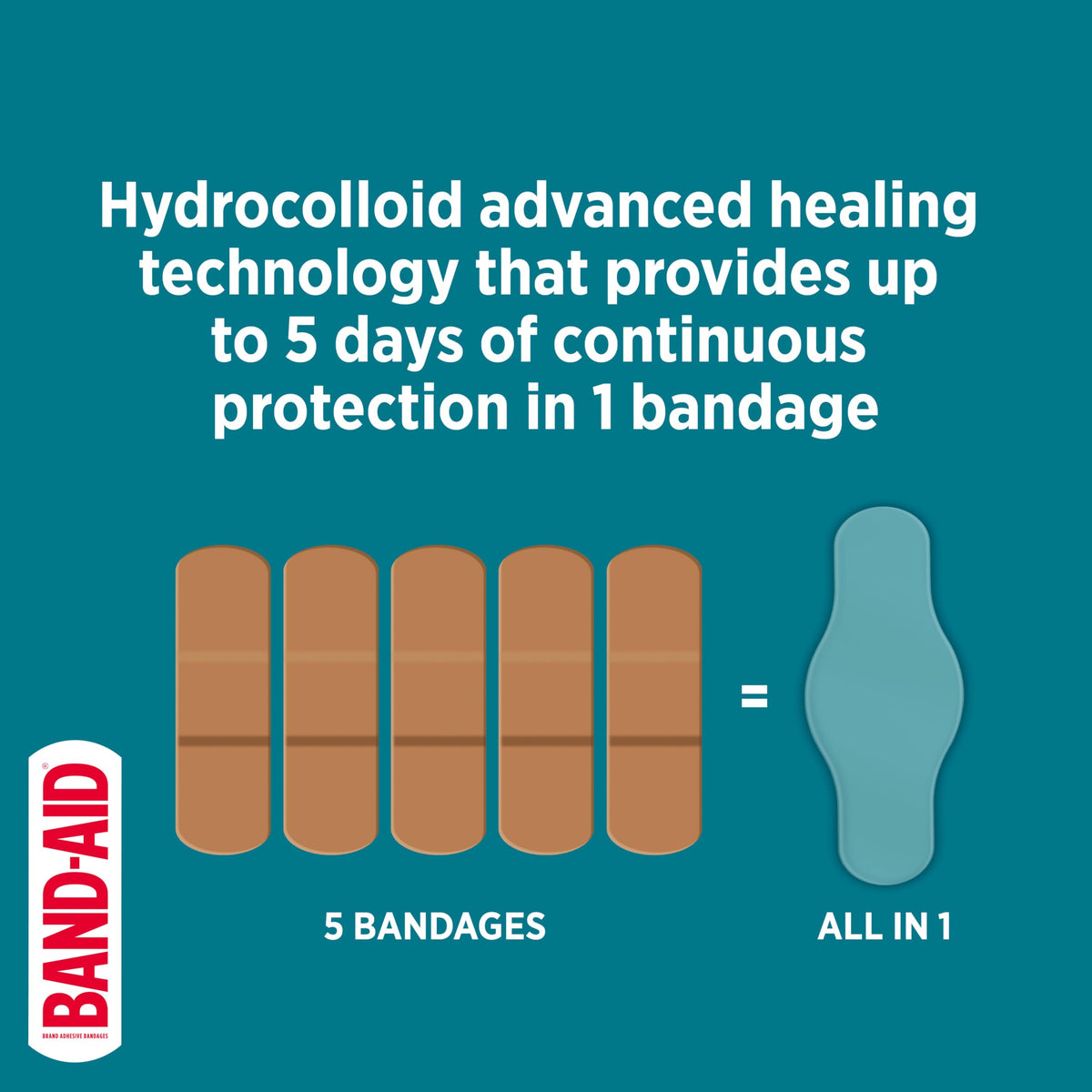 BAND-AID Brand Pro Heal 5 Day Protect Hydrocolloid Bandages, Assorted, 14ct
