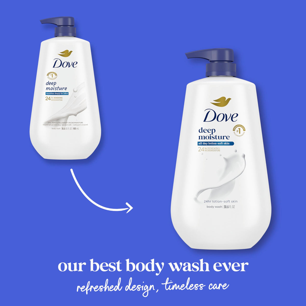 Dove Deep Moisture Body Wash, 30.6 oz Pump, Sulfate Free