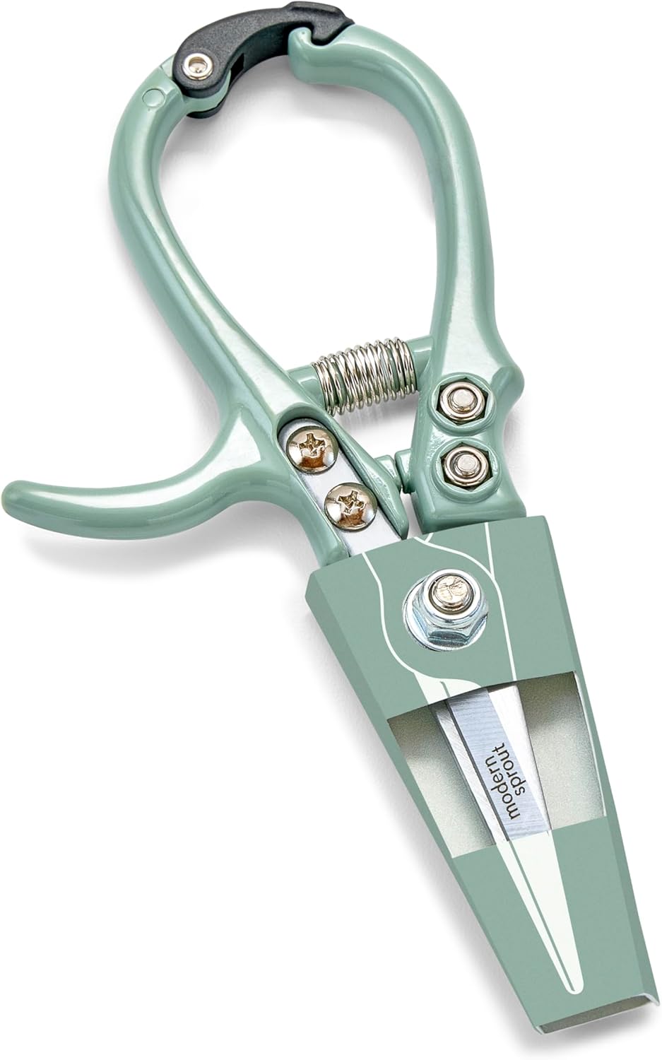Modern Sprout Pruning Shears - Herb Snipping Scissors- Lightweight Gardening Tools W/Easy Lock - Flower Cutter Garden Shears - Carbon Steel Blade + Reusable Holster (Sage, 1-Pack)
