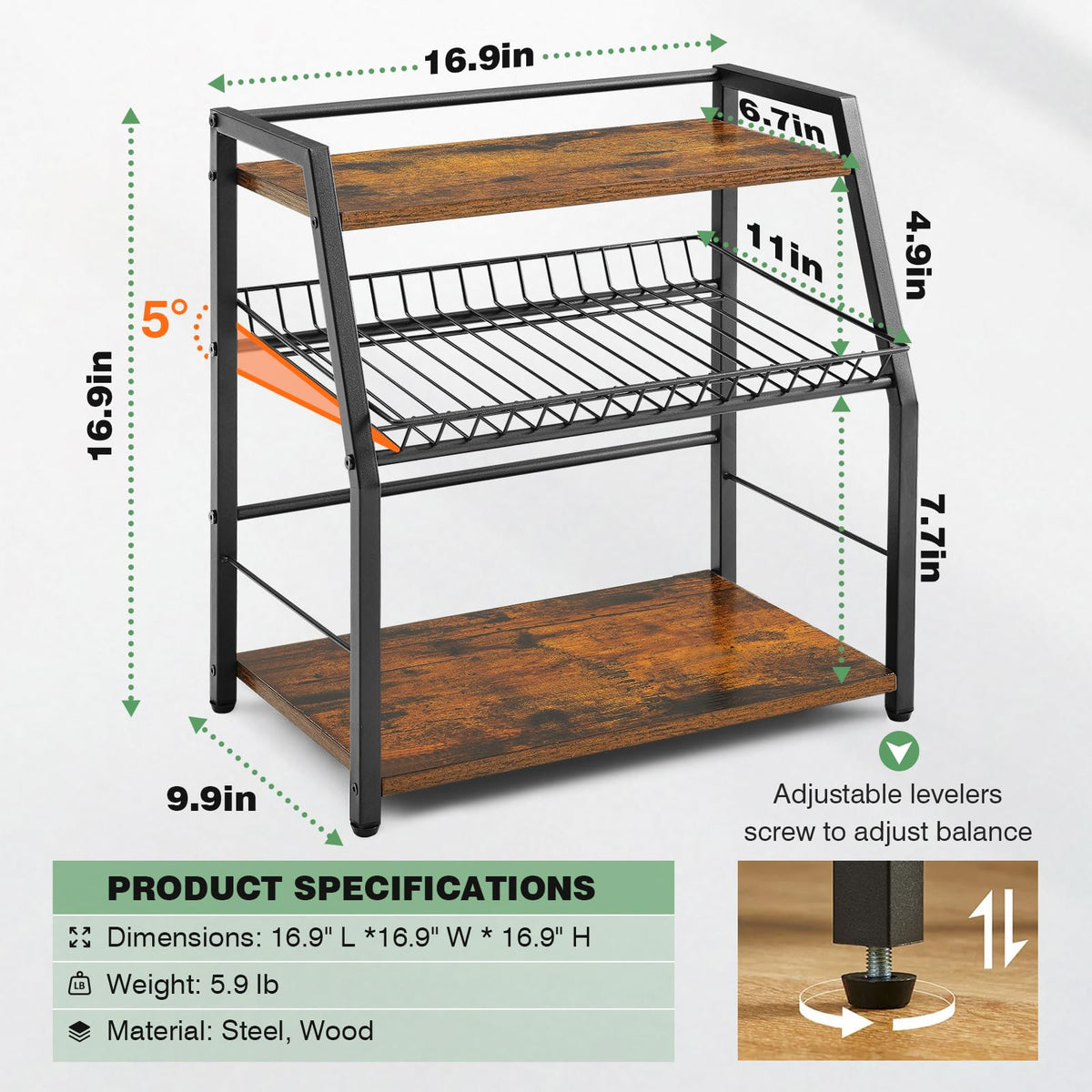 YIYYZI Kitchen Countertop Organizer, 3 Tiers Snack Organizer Wooden Candy Display Stand Coffee Station Organizer, Counter Storage for Soda Cans Condiment Tea, for Pantry Office