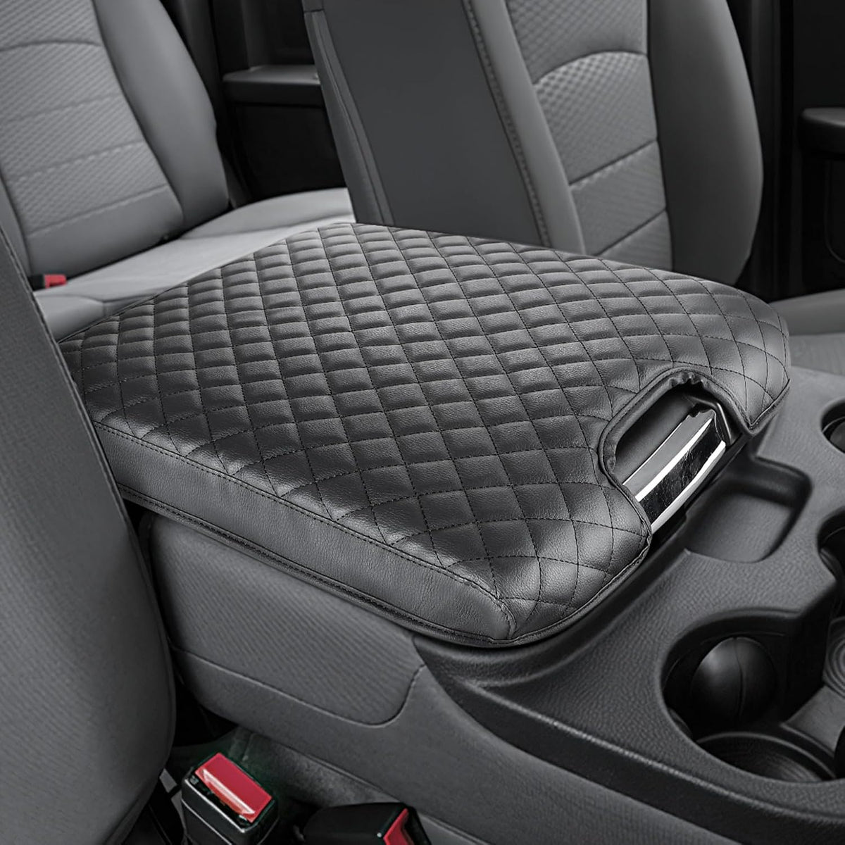 JOYTUTUS Center Console Cover Compatible with 2013-2018 Ram 1500 & 2013-2025 Ram 2500/3500/1500 Classic Model Jump Seat Console, Leather Arm Rest Armrest Cover for Car, Middle Console Cover Lid