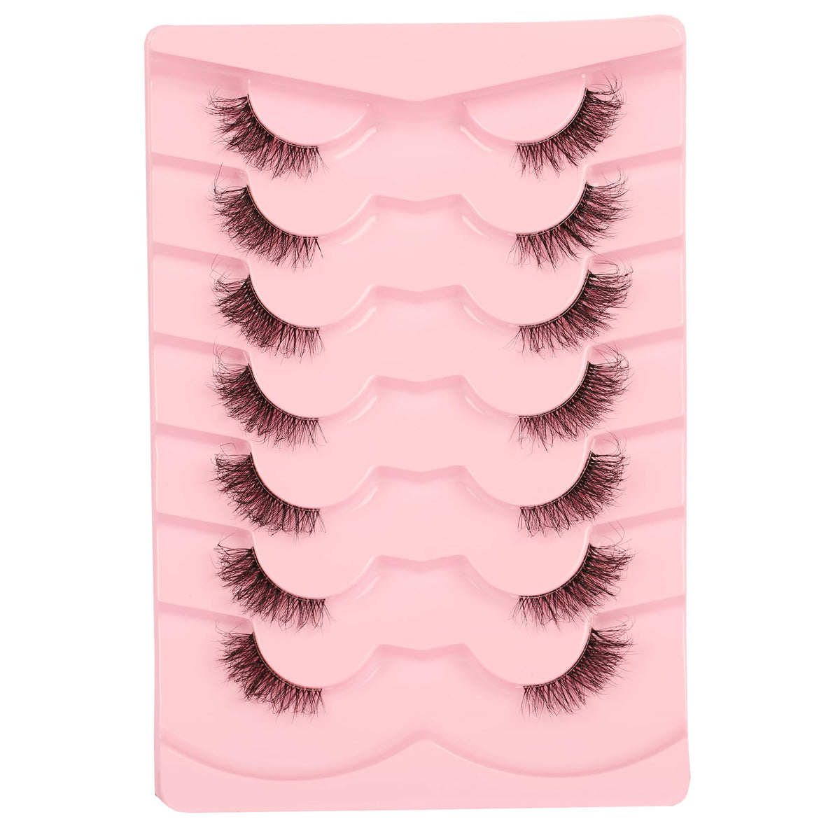 Gmagictobo False Eyelashes Fluffy Wispy Half Lashes Cat Eye Look Natural Clear Band Eyelashes 1/2 Faux Mink Lashes 7 Pairs