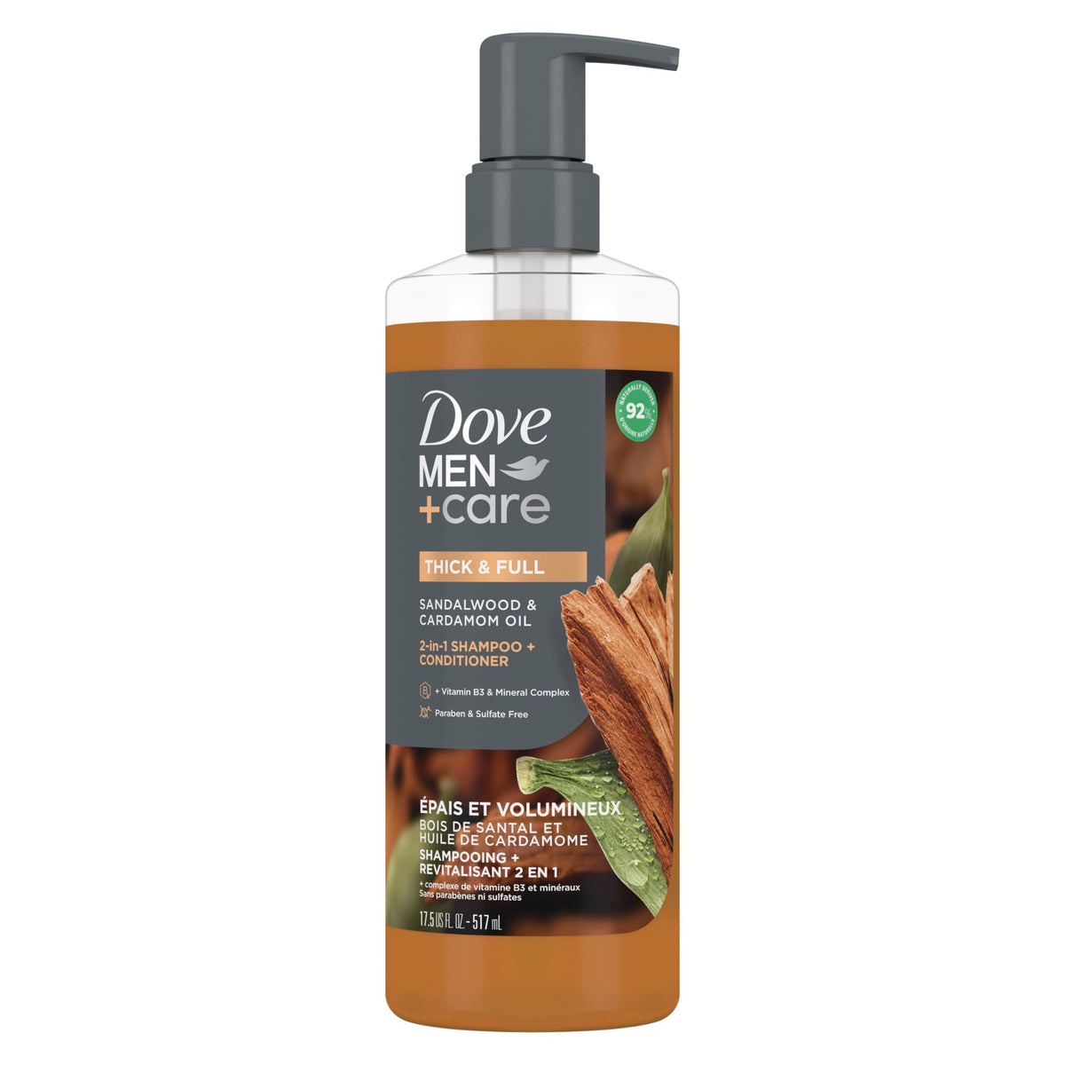 Dove Men+Care Thick & Full 2-in-1 Shampoo & Conditioner + Sandalwood 17.5oz