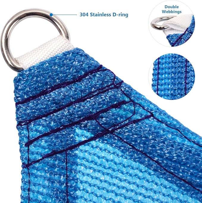Eden's Decor Straight Flat-Edged Sun Shade Sail Rectangular 8' x 20' Blue UV-Blocking Outdoor Canopy Fabric Cloth Awning for Pergola Patio Garden Backyard Custom Size