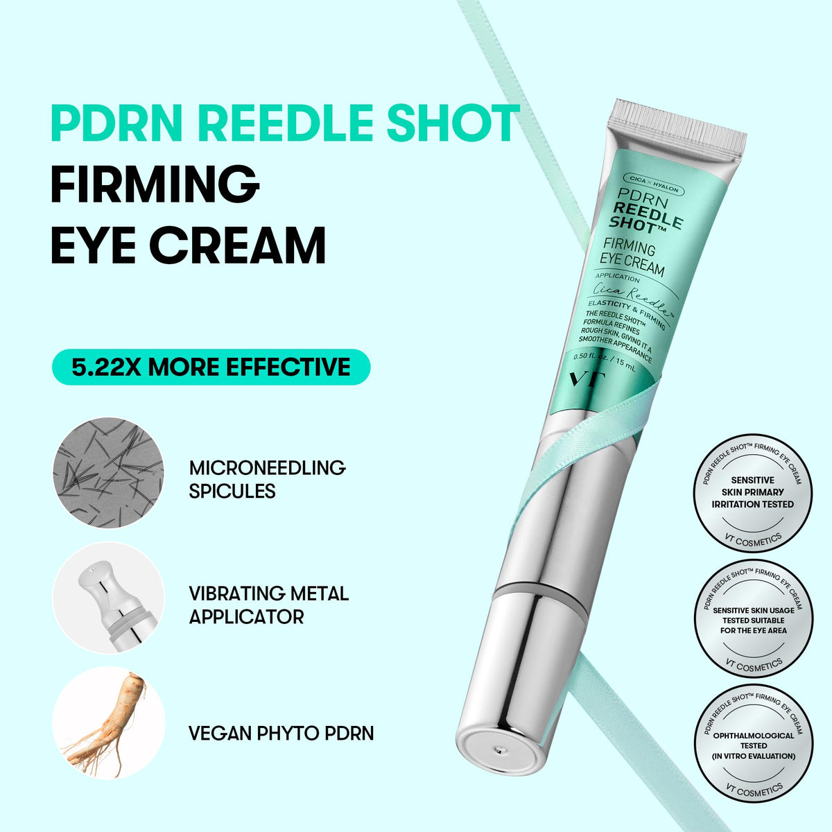 VT COSMETICS PDRN Reedle Shot Eye Cream, 0.51 fl oz