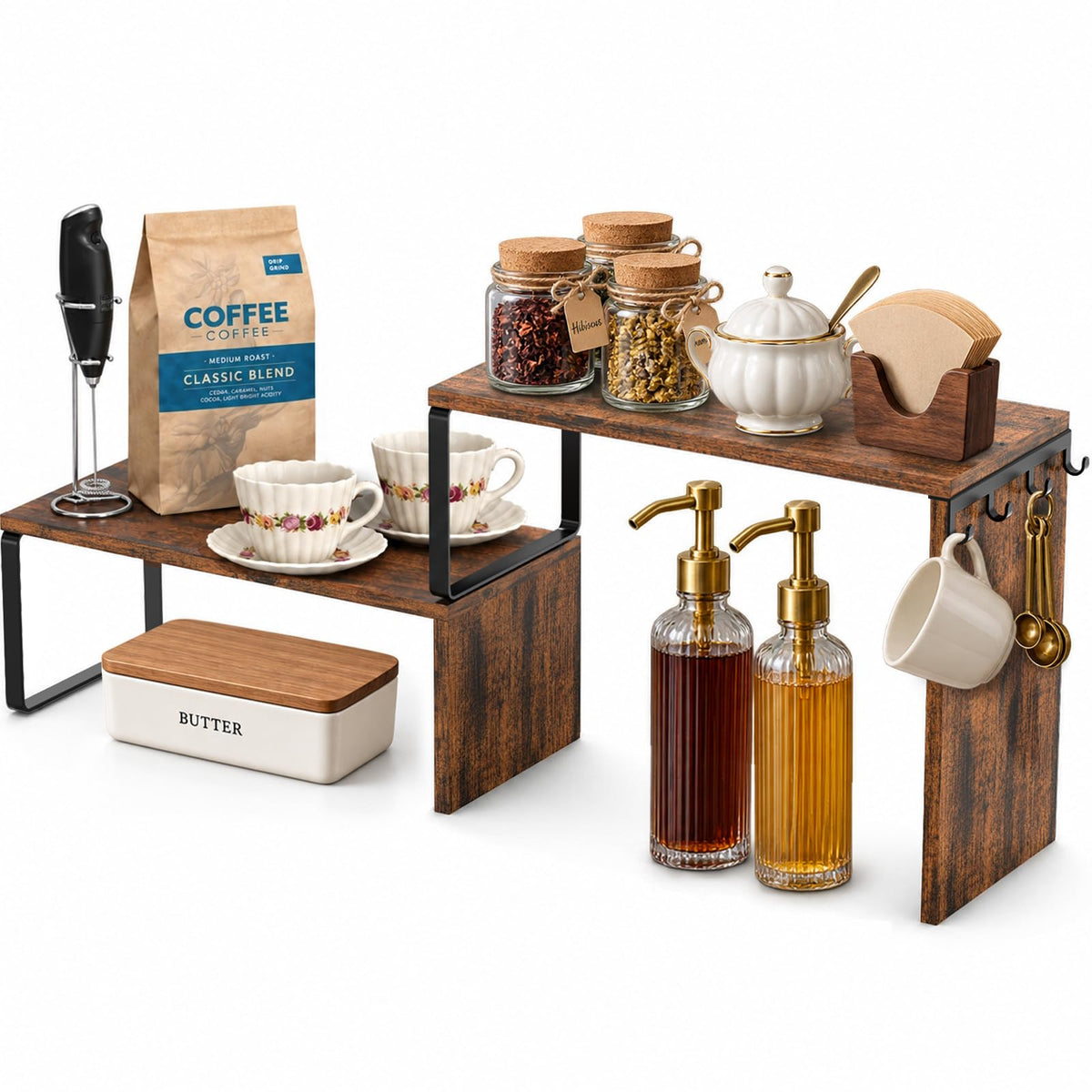 Kitchen Countertop Organizer, Counter Shelf for Corners Coffee Bars Pantry