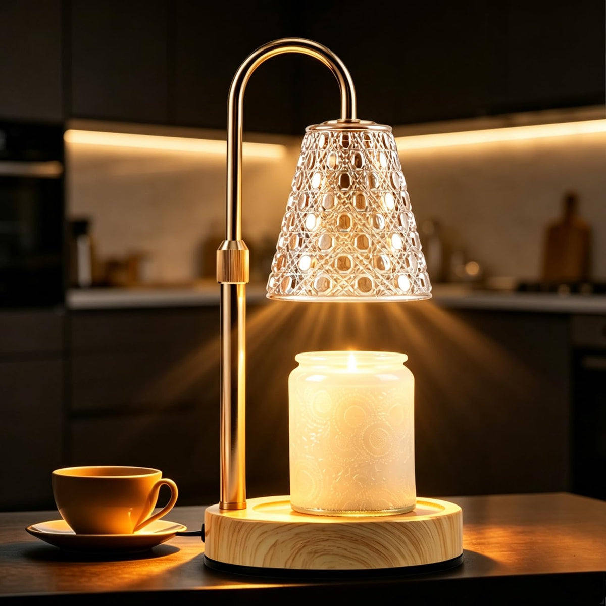 HOLA Electric Candle Warmer Lamp Gold, Candle Lamp Warmer with Timer