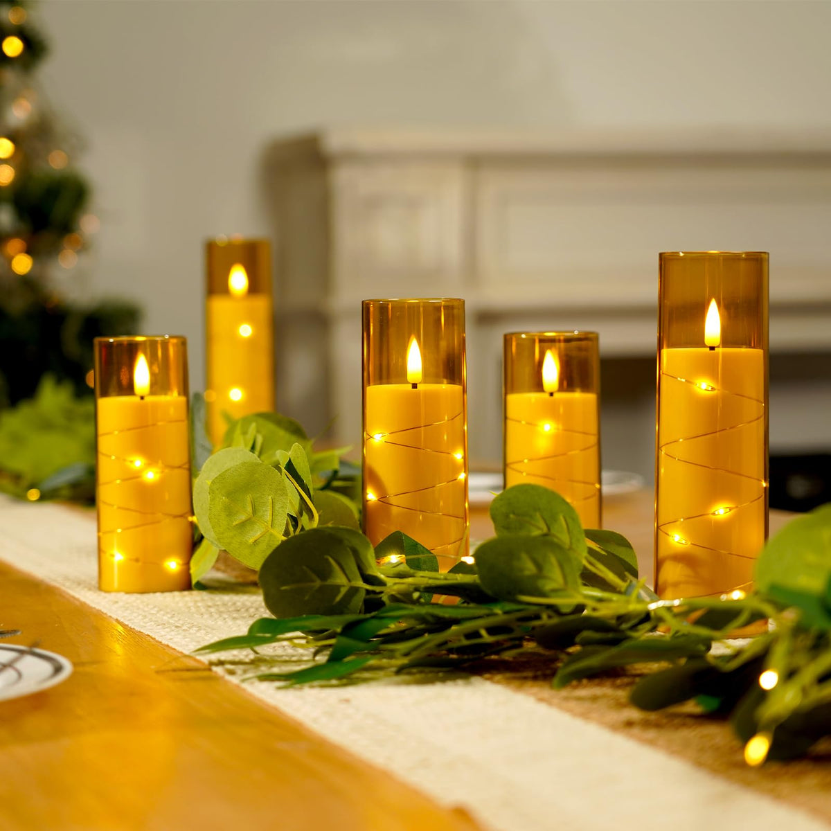 Homemory 12Pcs Flickering Flameless Candles with Remote, LED Pillar Candles