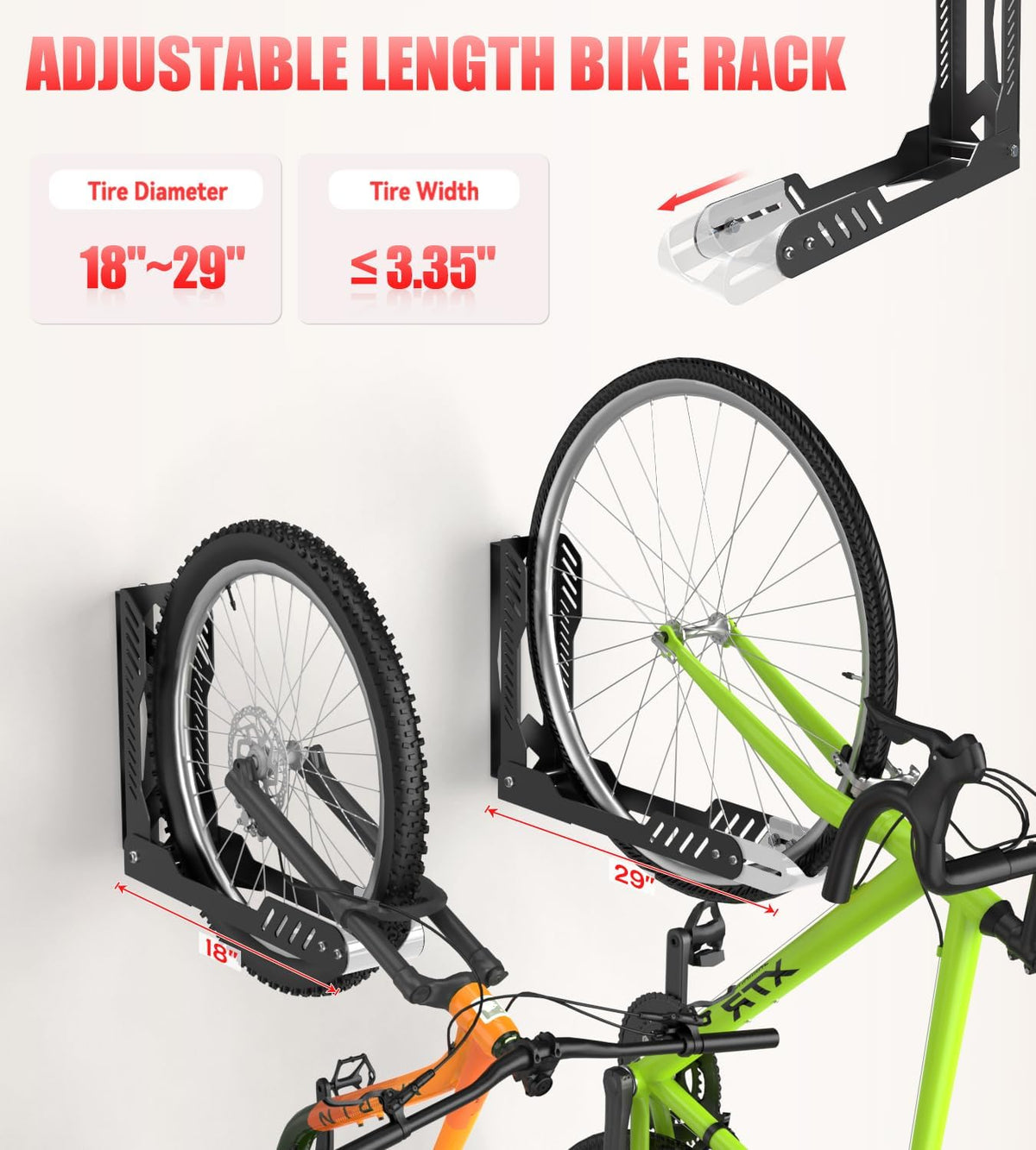 Swivel Bike Wall Mount, Space Saving Bike Rack Garage, No Heavy Lifting Required Bicycle Wall Mount, Vertical Wall Bike Hanger Can Holds up to 77 lbs, Black