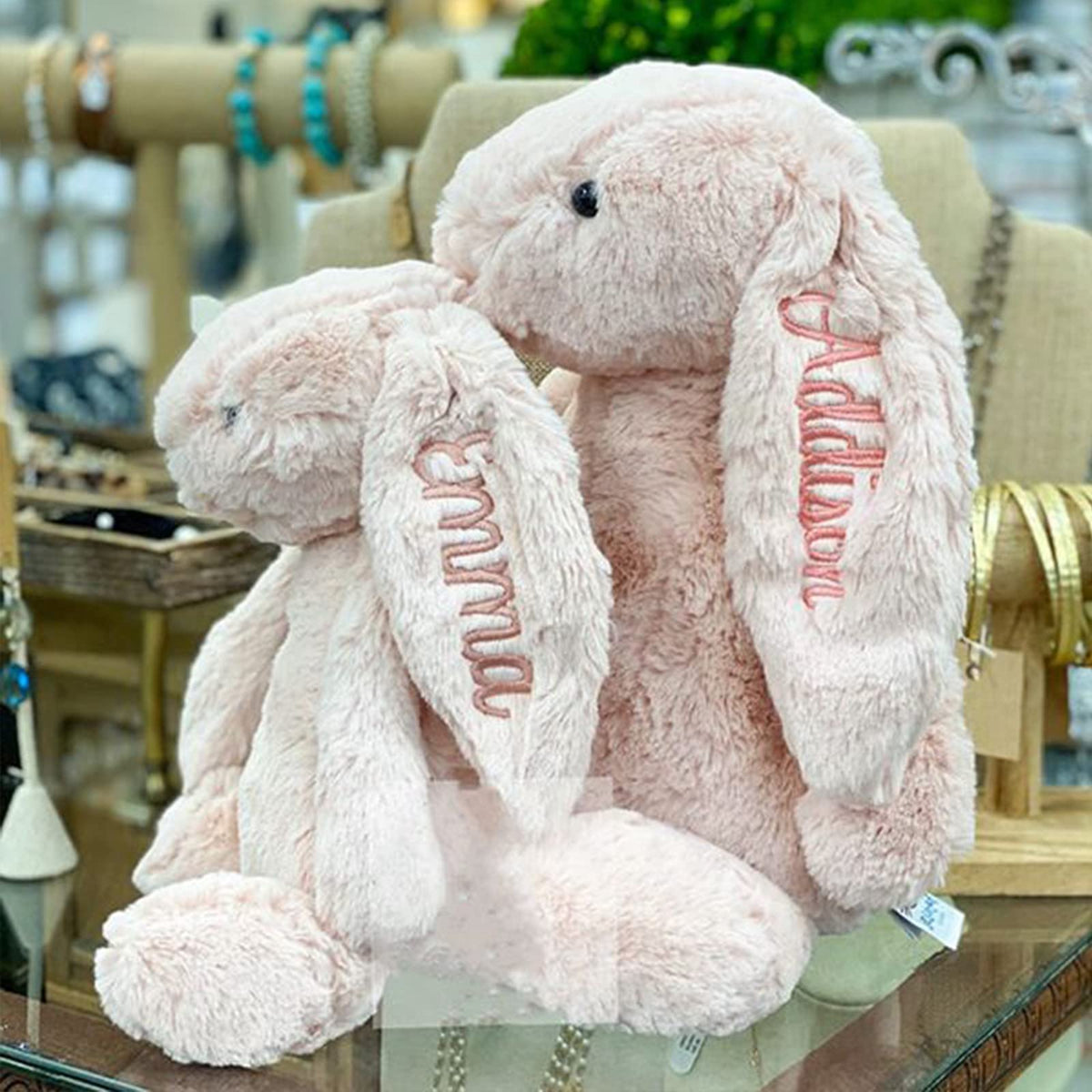 Embroidered Plush Bunny with Child's Name Handmade Custom Plush Toy Child's First Easter Gift