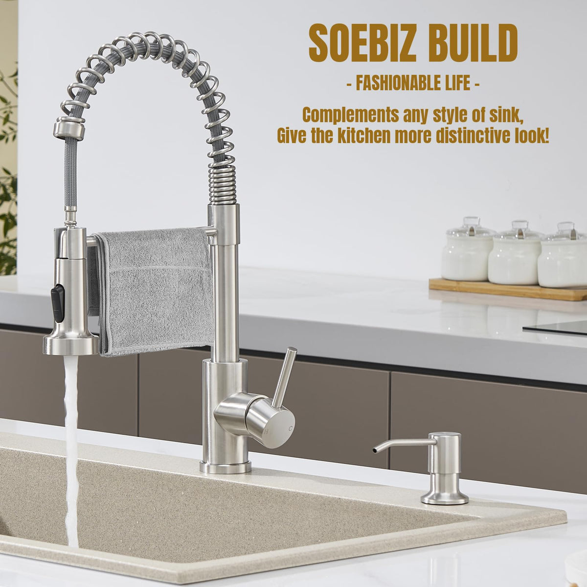 SOEBIZ Built in Soap Dispenser for Kitchen Sink Countertop
