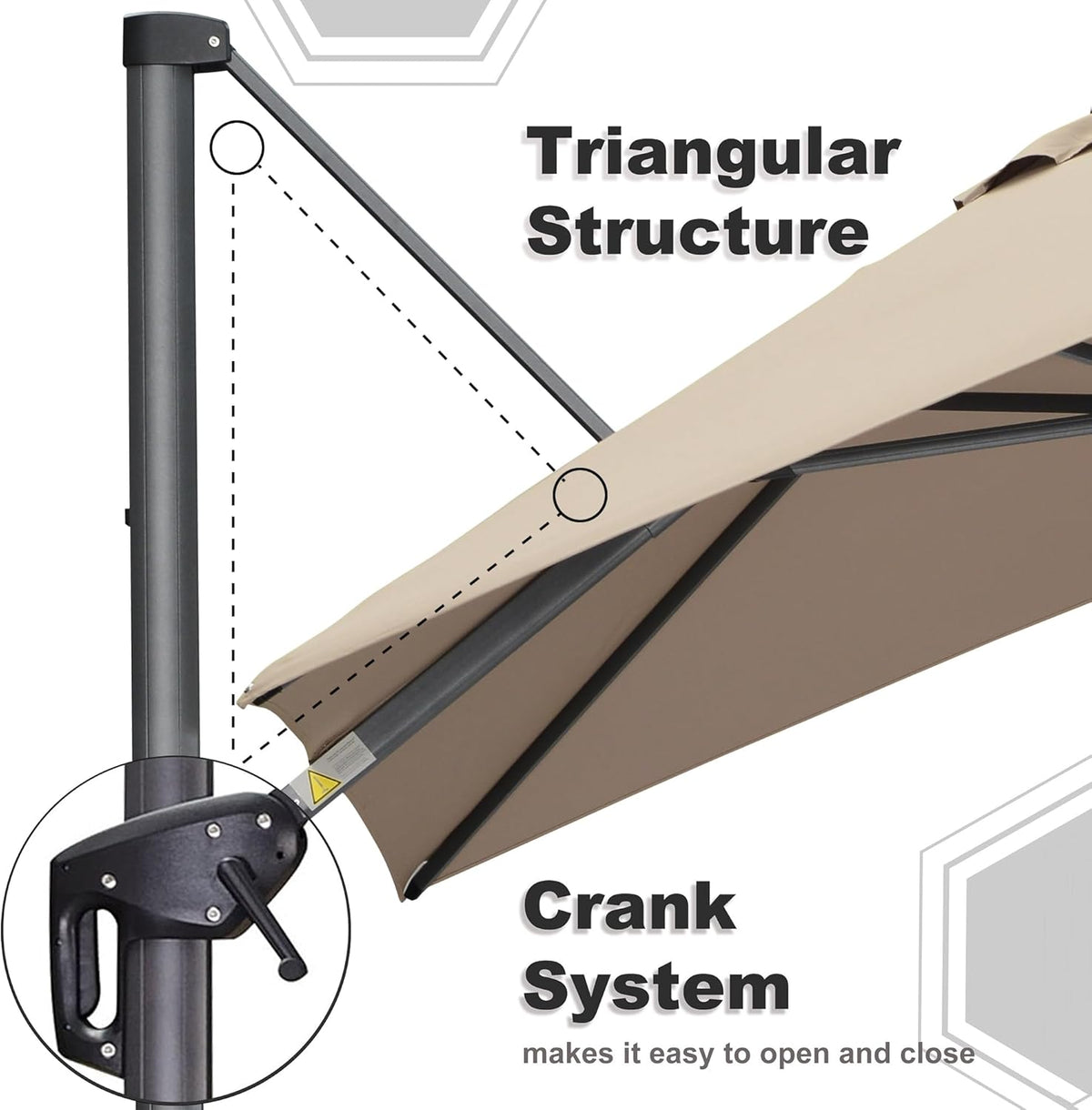 PURPLE LEAF 10 Feet Patio Umbrella Outdoor Cantilever Square Umbrella Aluminum Offset Umbrella with 360-degree Rotation for Garden Deck Pool Patio Taupe