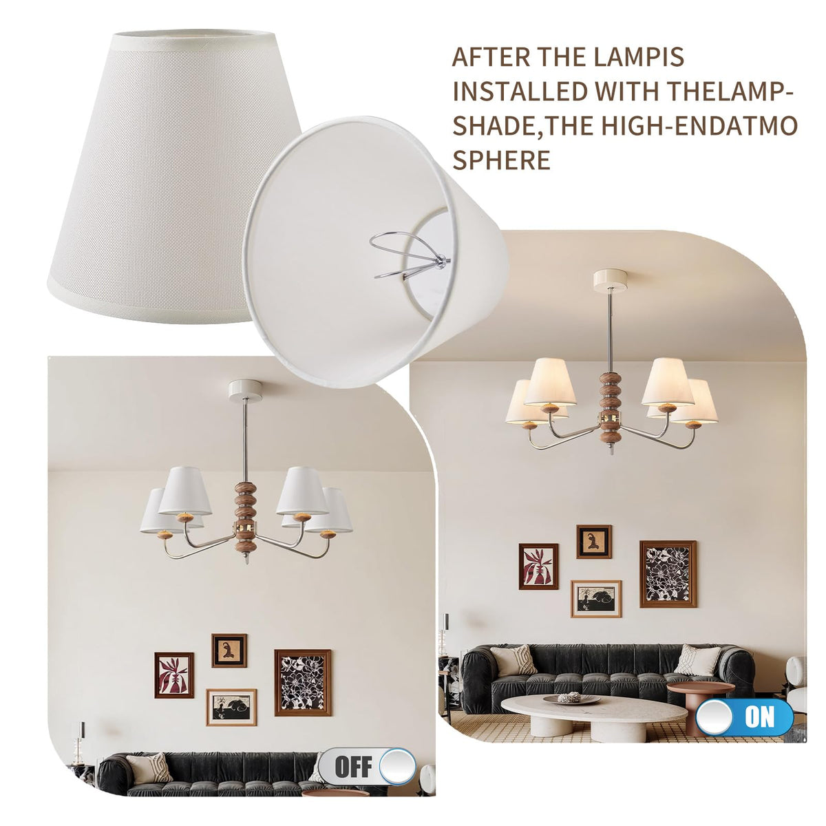 Small Lamp Shades Set of 6, Clip-on Fitter Lamp Shades, 3" x 6" x 5"