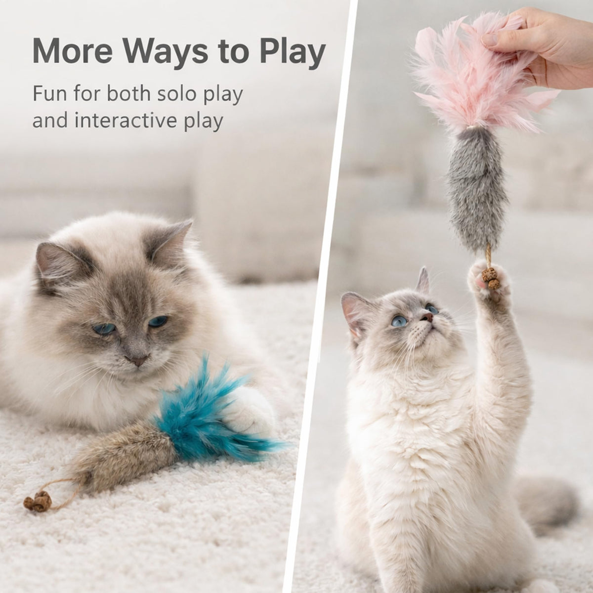 ZAYLUMO 3 Pack Rabbit Fur Catnip Toys with Feathers – Interactive Carrot Cat Toys with Galls Fruit for Indoor Cats and Kittens