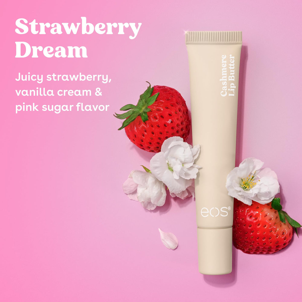 eos Strawberry Dream Plumping Peptides & Shea Butter Lip Butter, 0.35 fl oz