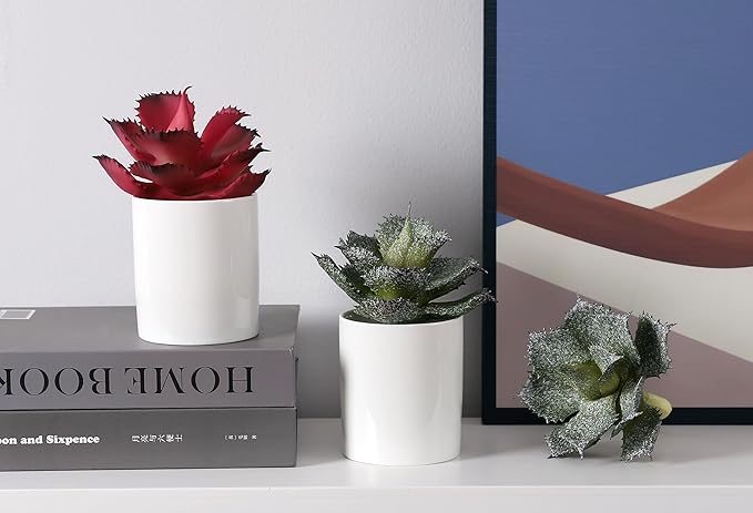 Duovlo Artificial Succulent Plant 5.15 Inch Faux Succulents Agave potatorum Flower Arrangement Craft Wall DIY Materials,Pack of 2 (Rose)